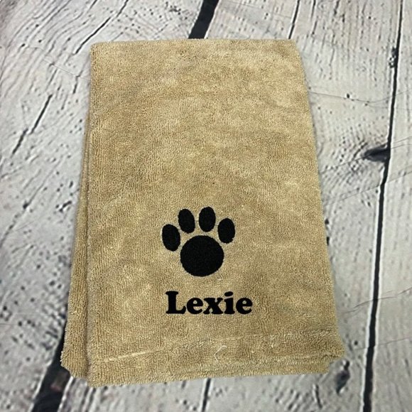 Other - Custom embroidered brown pet microfiber towel